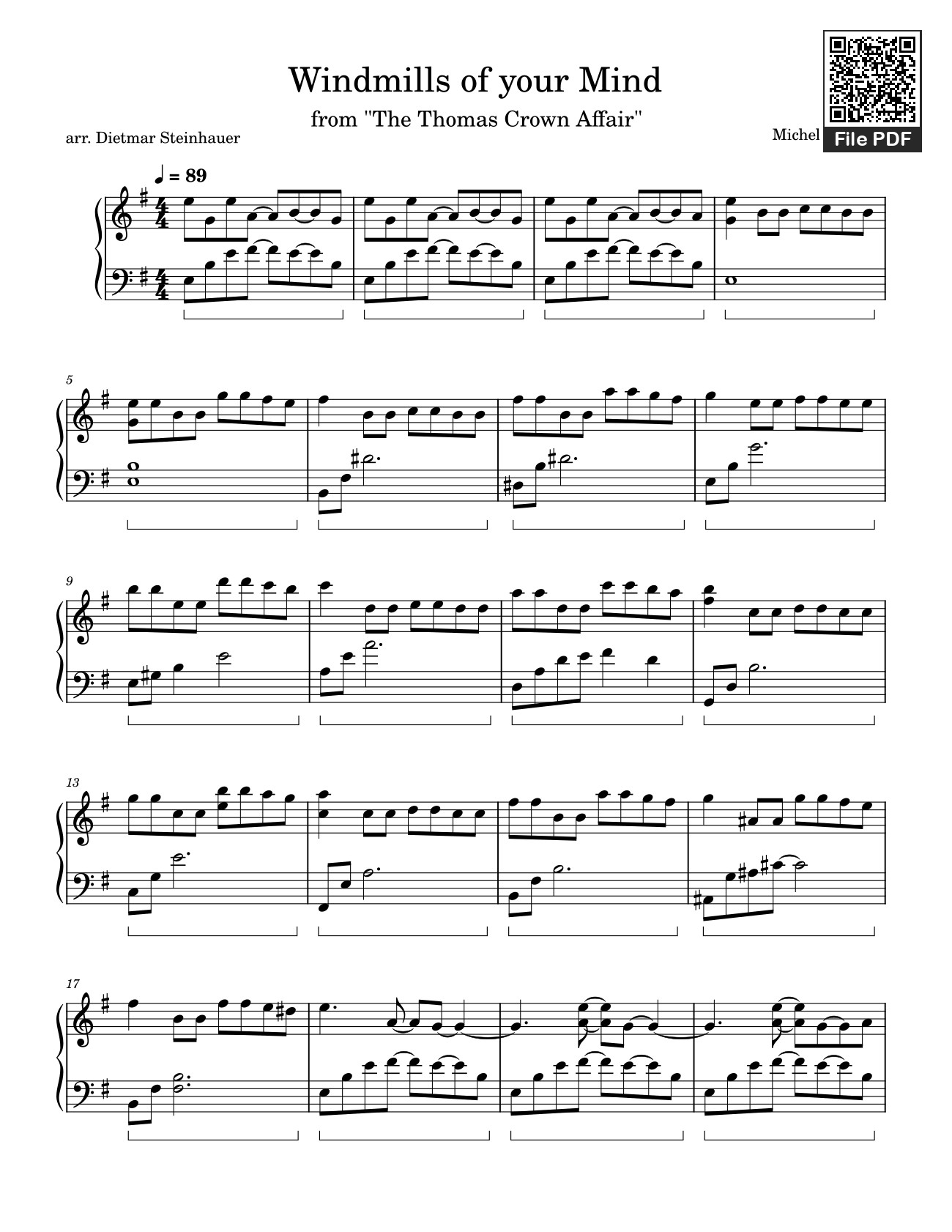 Sheet nhạc PDF bài Windmills of your Mind Sheet Piano