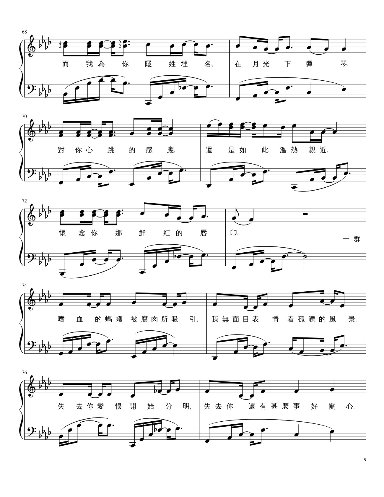 Trang 9 của Sheet nhạc PDF bài hát Jay Chou 周杰倫【夜曲Ye Qu】 Sheet Piano - Leong0