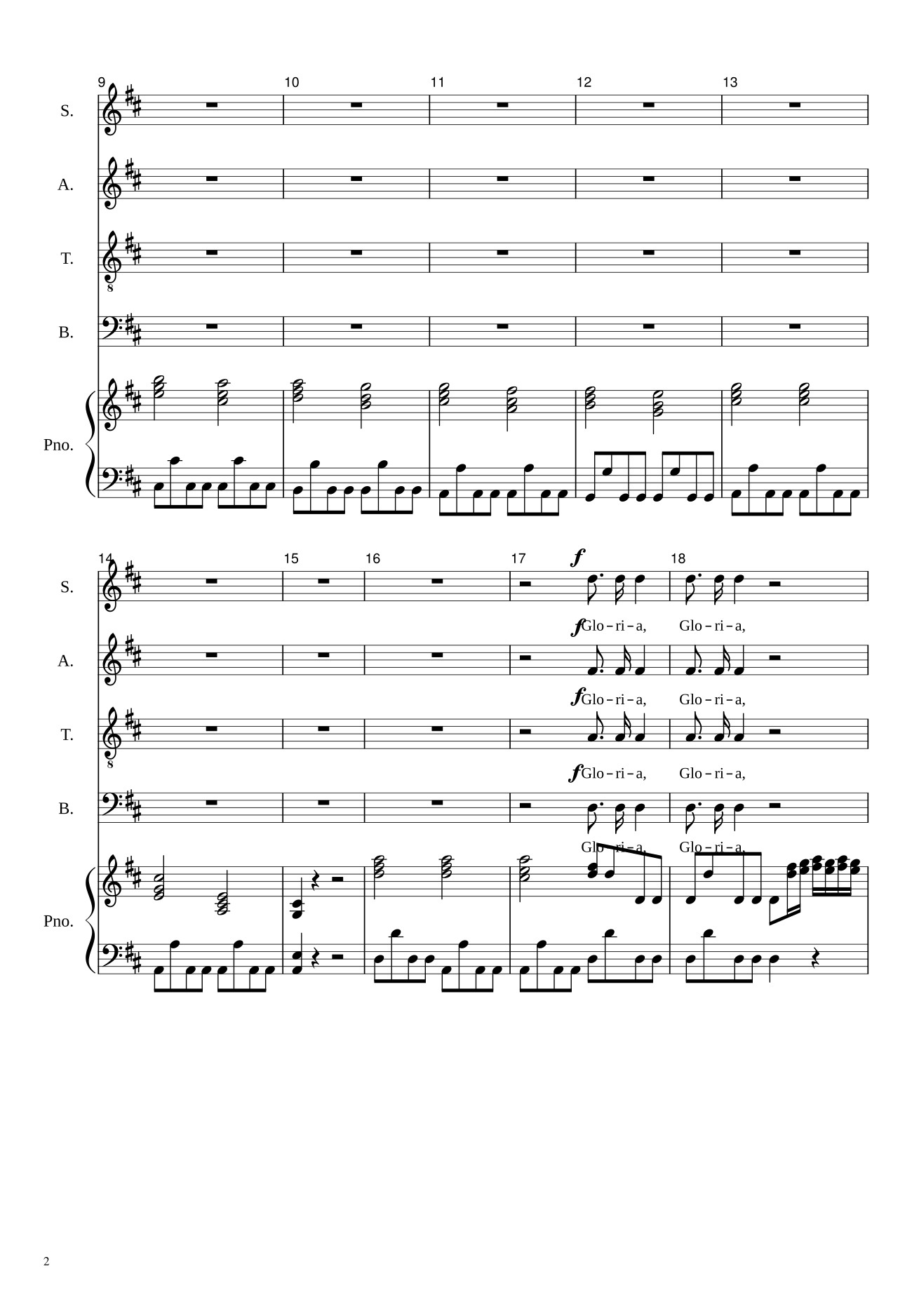 Trang 2 của Sheet nhạc PDF bài hát Gloria in excelsis Deo (SATB) - Antonio Vivaldi