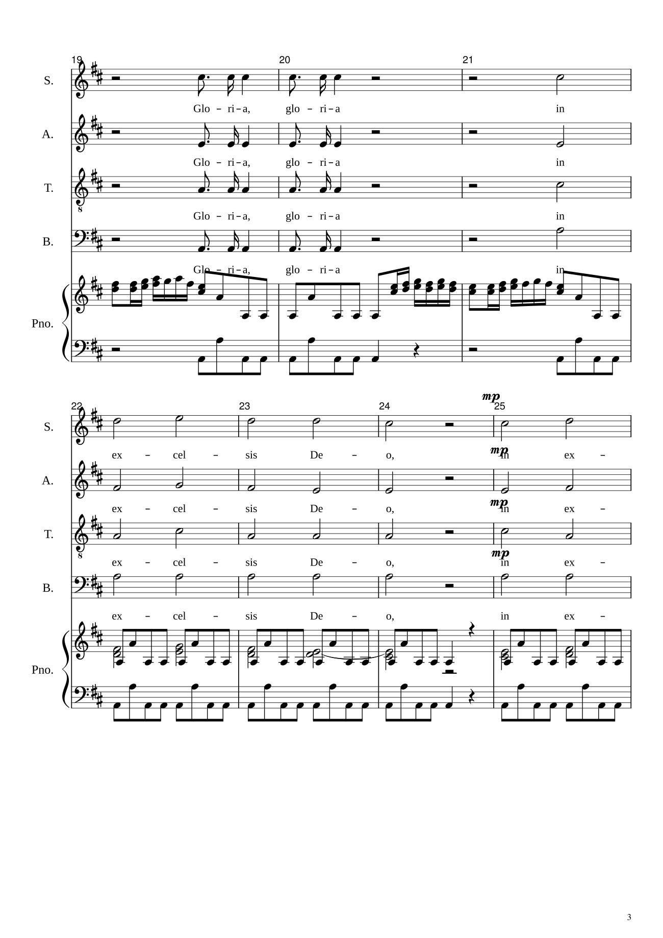 Trang 3 của Sheet nhạc PDF bài hát Gloria in excelsis Deo (SATB) - Antonio Vivaldi