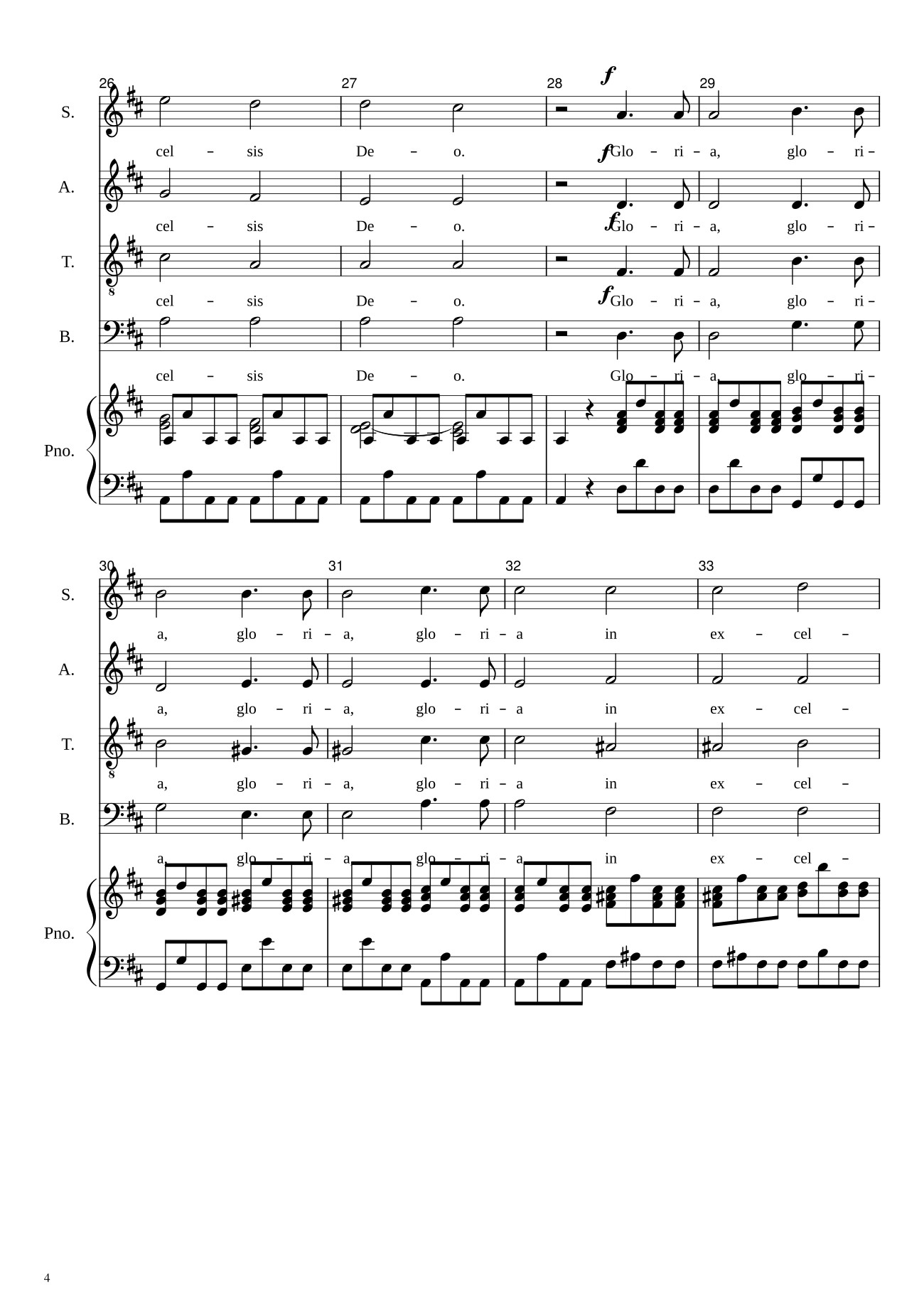 Trang 4 của Sheet nhạc PDF bài hát Gloria in excelsis Deo (SATB) - Antonio Vivaldi
