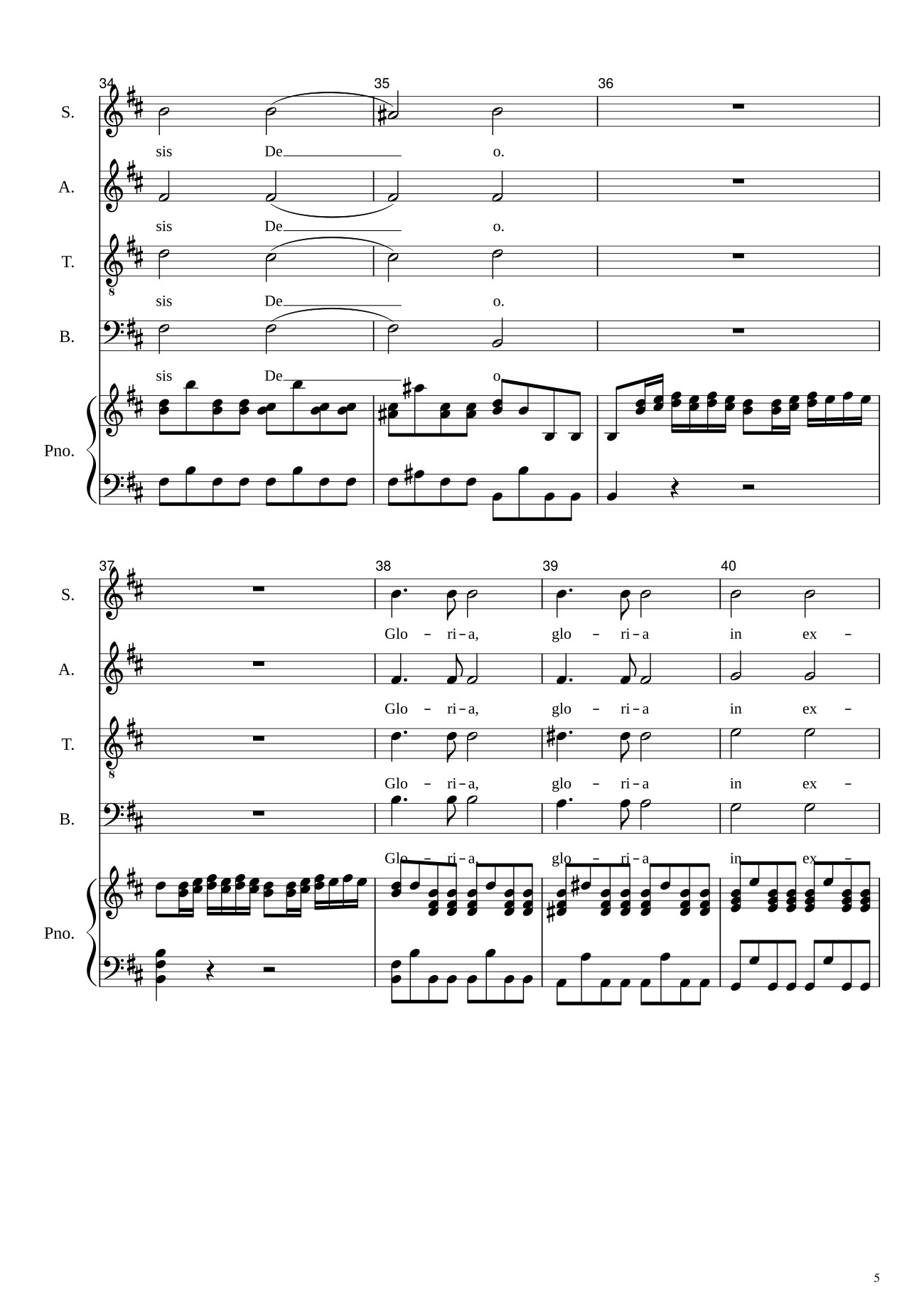 Trang 5 của Sheet nhạc PDF bài hát Gloria in excelsis Deo (SATB) - Antonio Vivaldi
