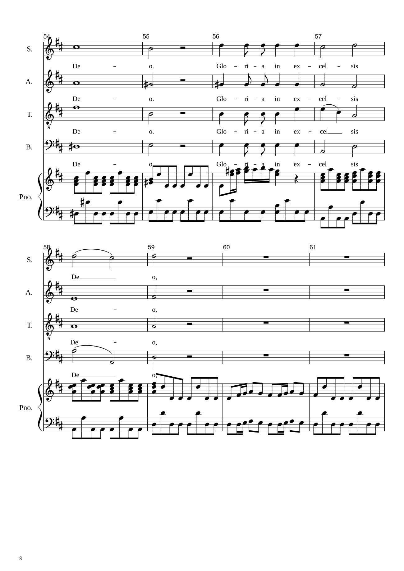 Trang 8 của Sheet nhạc PDF bài hát Gloria in excelsis Deo (SATB) - Antonio Vivaldi