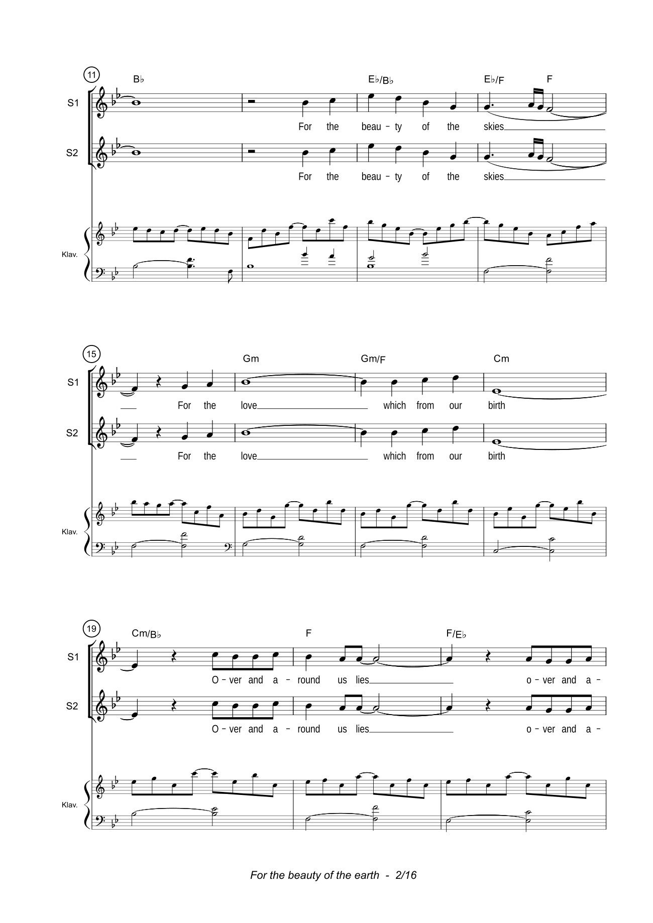 Trang 2 của Sheet nhạc PDF bài hát For the beauty of the earth Sheet Piano - John Rutter