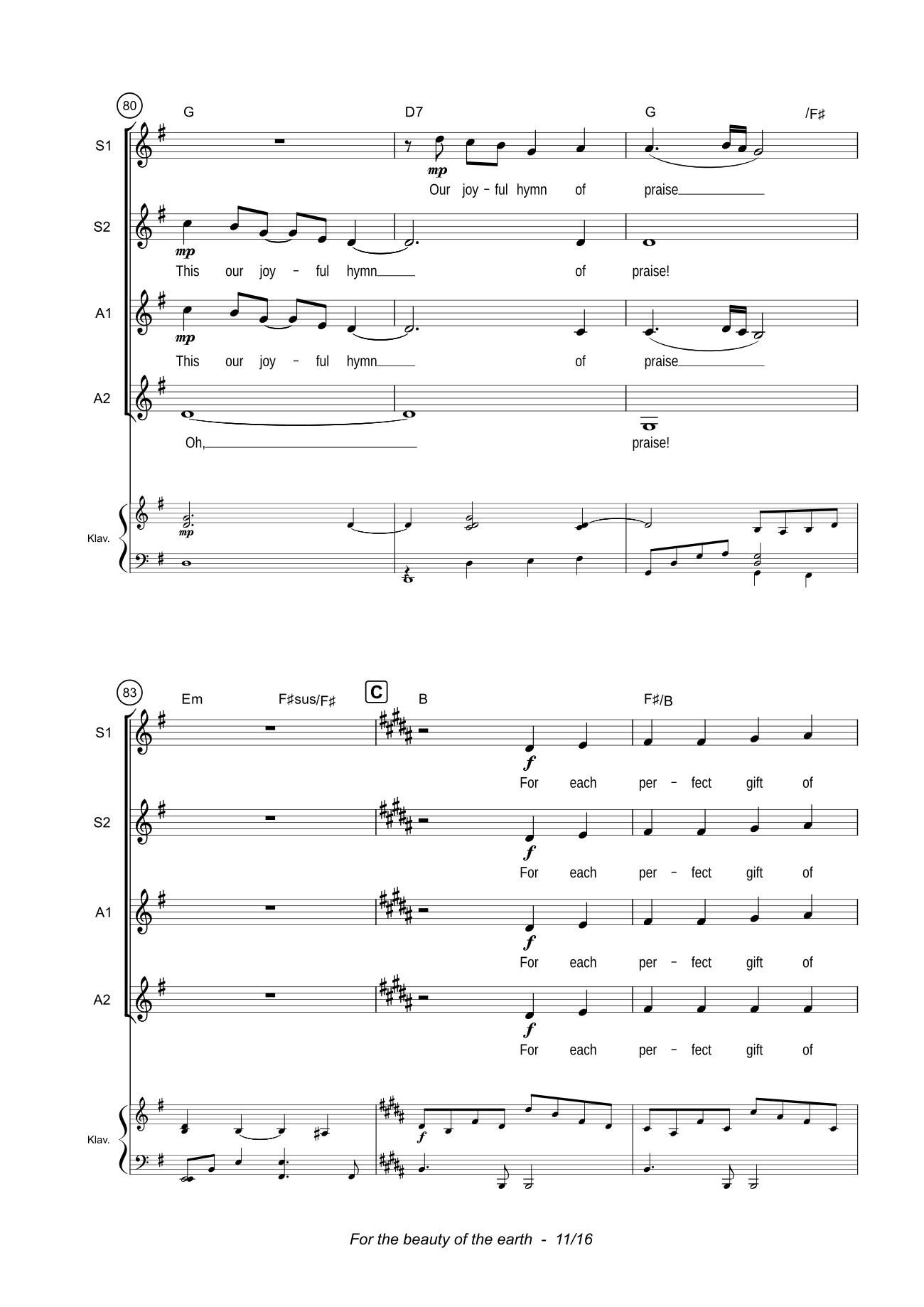 Trang 11 của Sheet nhạc PDF bài hát For the beauty of the earth Sheet Piano - John Rutter