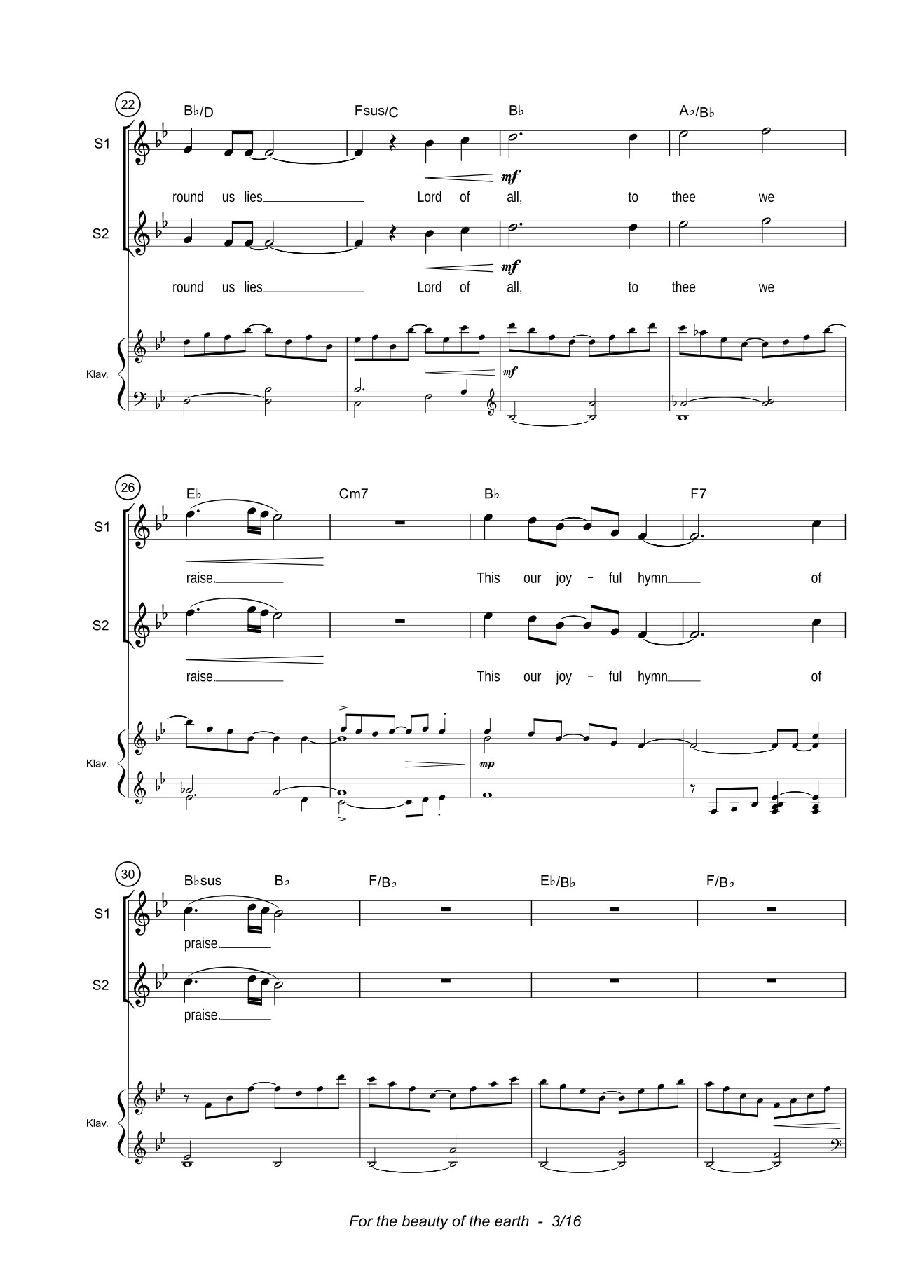Trang 3 của Sheet nhạc PDF bài hát For the beauty of the earth Sheet Piano - John Rutter