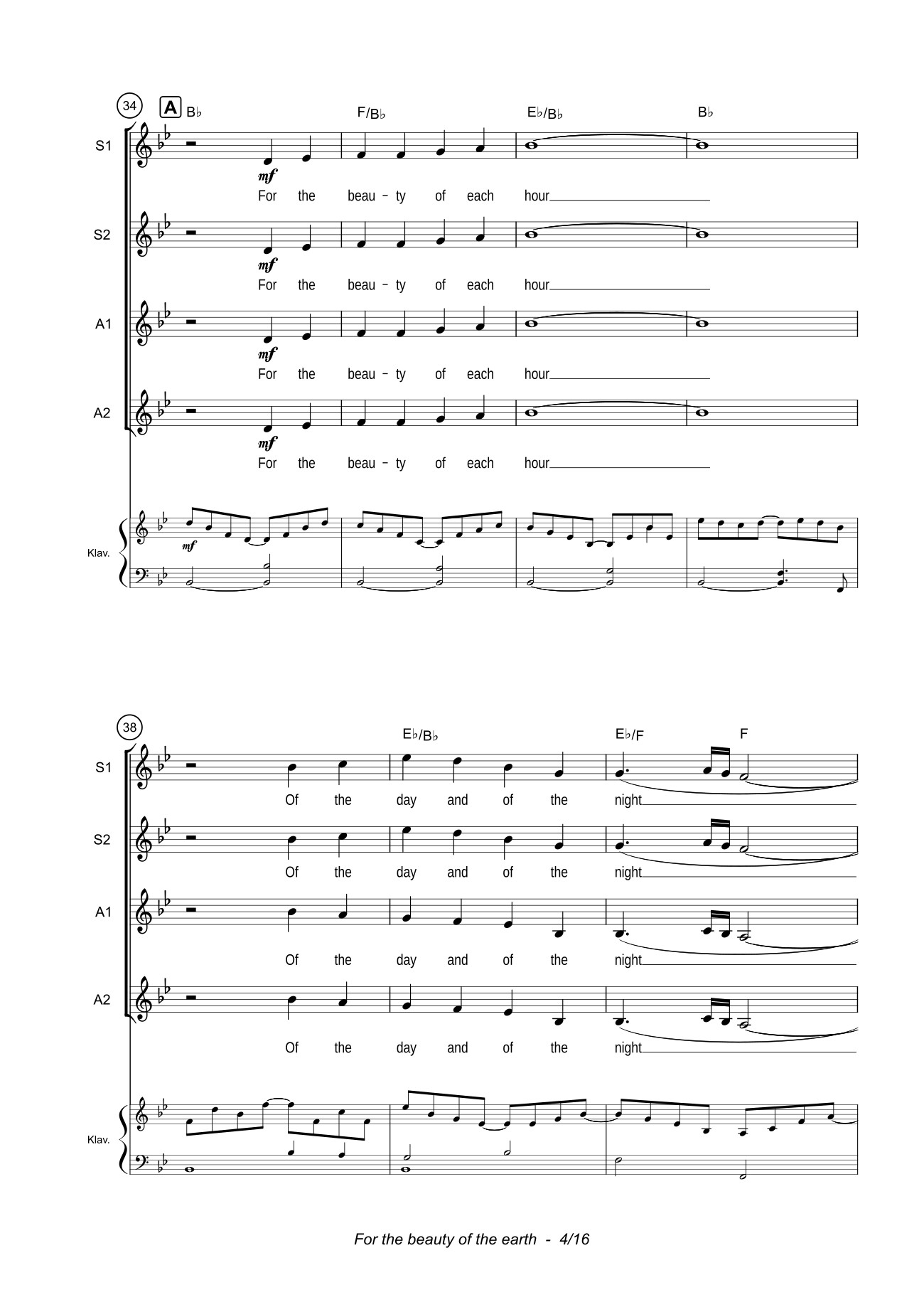 Trang 4 của Sheet nhạc PDF bài hát For the beauty of the earth Sheet Piano - John Rutter