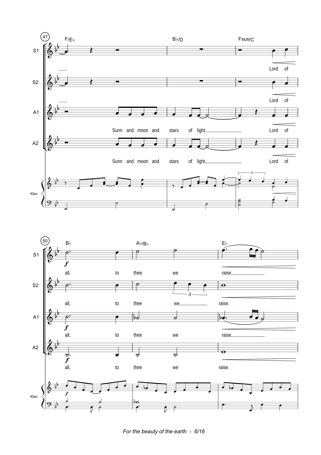 Trang 6 của Sheet nhạc PDF bài hát For the beauty of the earth Sheet Piano - John Rutter
