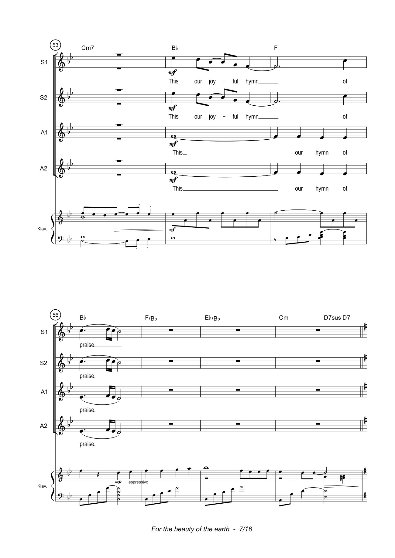 Trang 7 của Sheet nhạc PDF bài hát For the beauty of the earth Sheet Piano - John Rutter