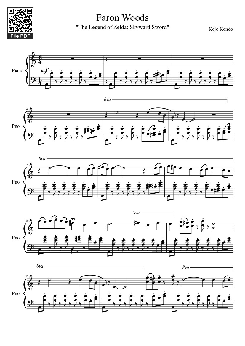 Sheet nhạc PDF bài Faron Woods Sheet Piano