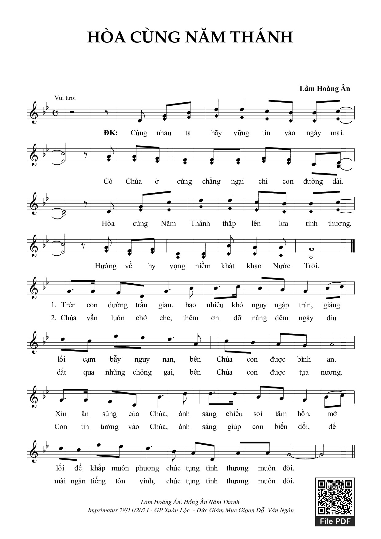 Sheet nhạc PDF bài Hòa Cùng Năm Thánh