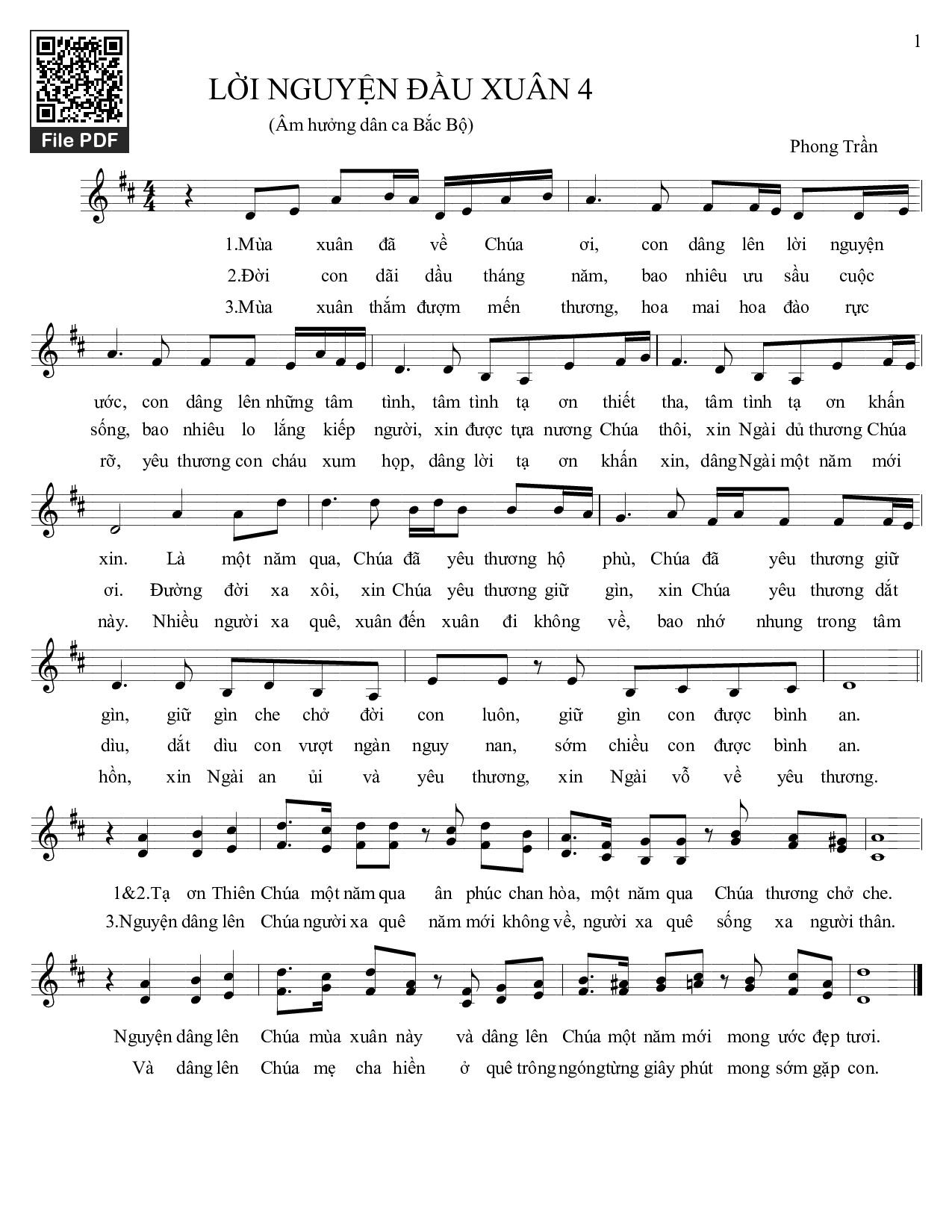Sheet nhạc PDF bài Lời nguyện đầu xuân. 4