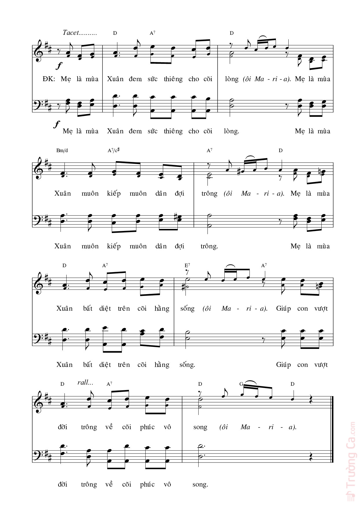 Trang 2 của Sheet nhạc PDF bài hát Mẹ là mùa xuân (4 bè) - Hùng Lân