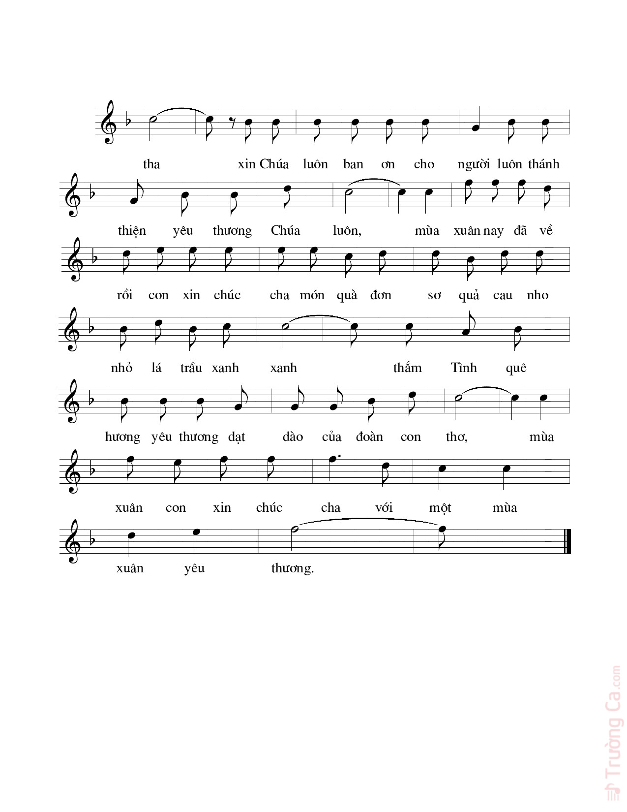 Trang 2 của Sheet nhạc PDF bài hát Mùa xuân yêu thương - Lê Ân Thiên