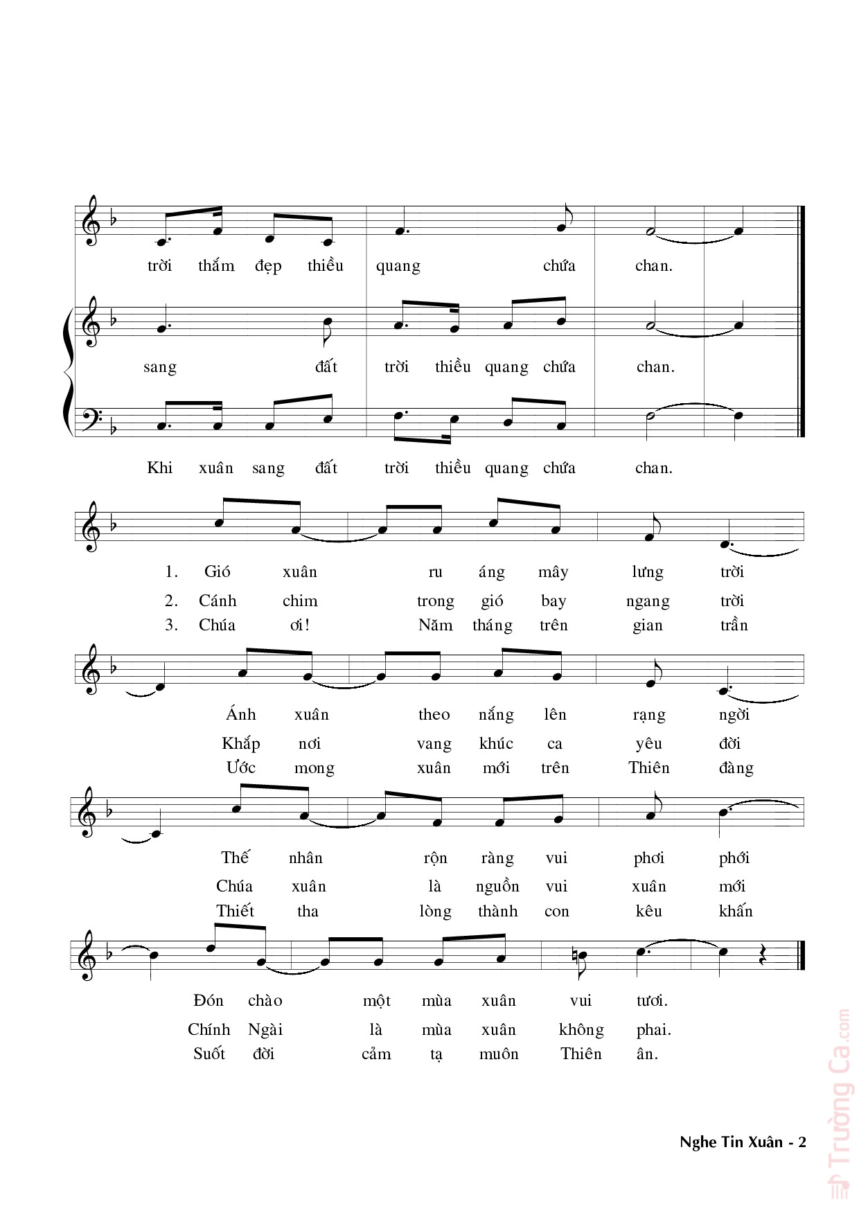 Trang 2 của Sheet nhạc PDF bài hát Nghe tin xuân - Trầm Thiên Thu