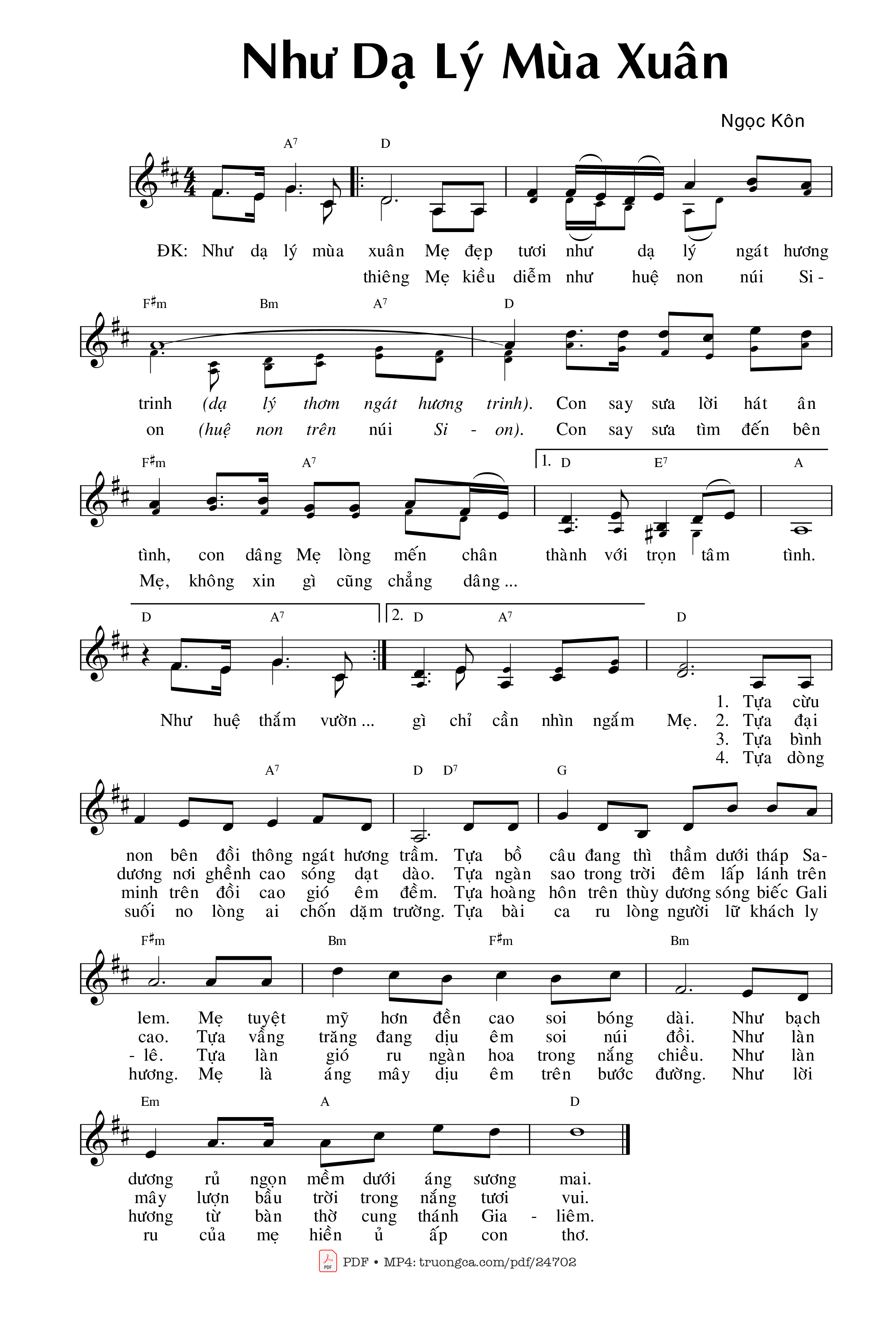 Trang 3 của Sheet nhạc PDF bài hát Như dạ lý mùa xuân - Ngọc Kôn