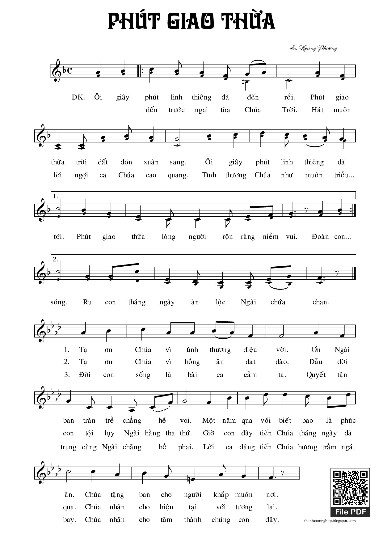 Sheet nhạc PDF bài Phút giao thừa