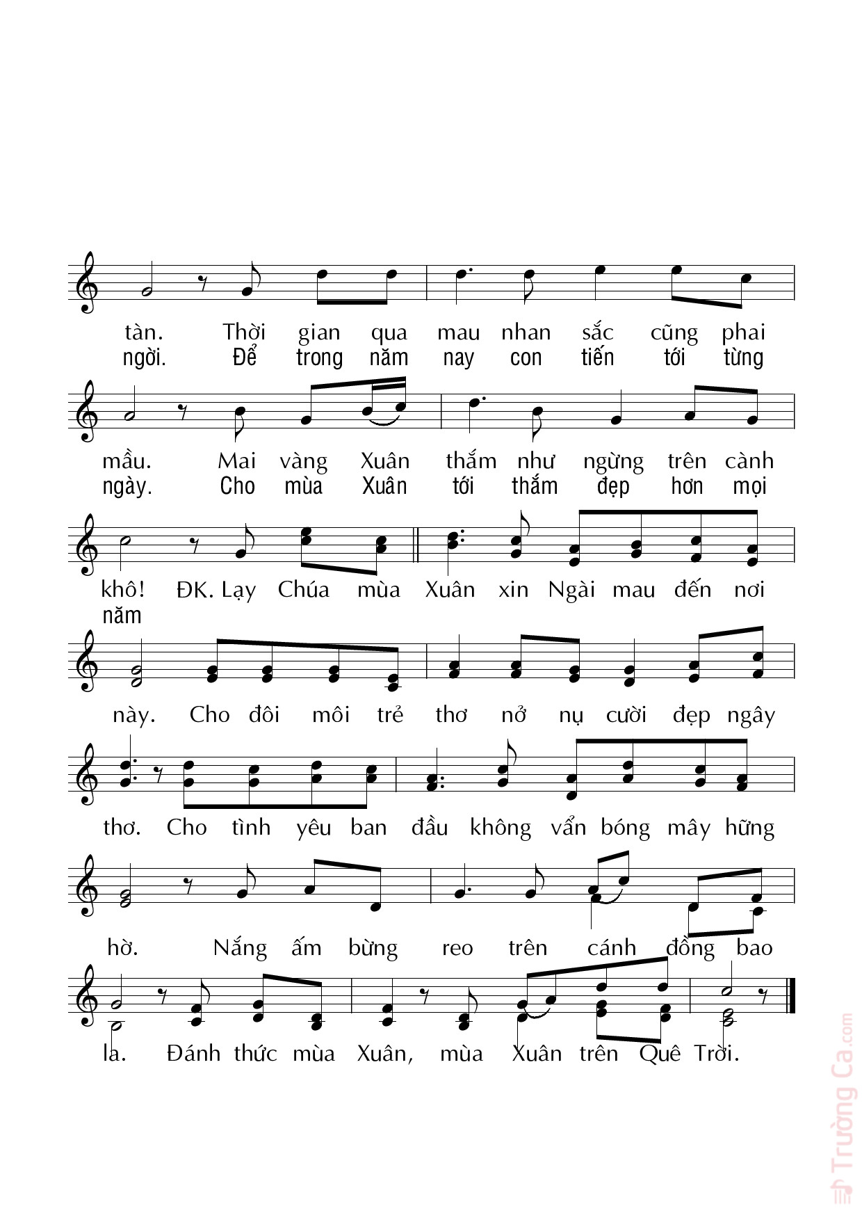 Trang 2 của Sheet nhạc PDF bài hát Tâm tình mùa xuân - Duy Linh PHN