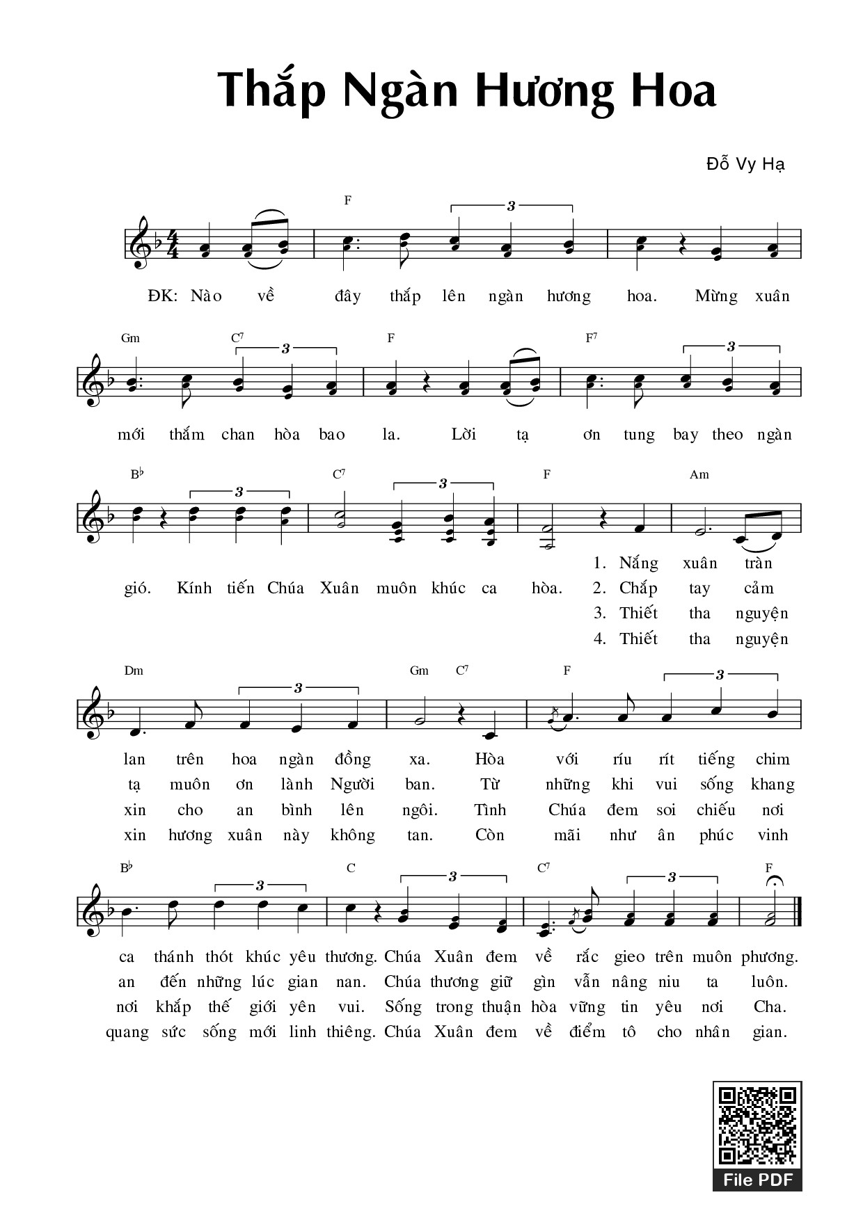 Sheet nhạc PDF bài Thắp ngàn hương hoa