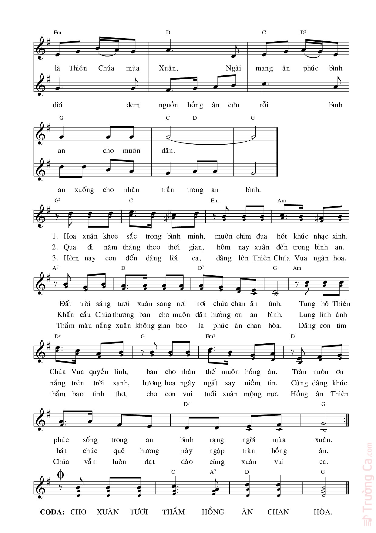 Trang 2 của Sheet nhạc PDF bài hát Xuân hồng ân - Nguyễn Hùng Lân
