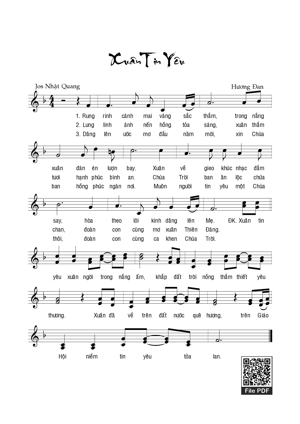 Sheet nhạc PDF bài Xuân tin yêu - Hương ĐanNha Trang</td></tr><tr><td>