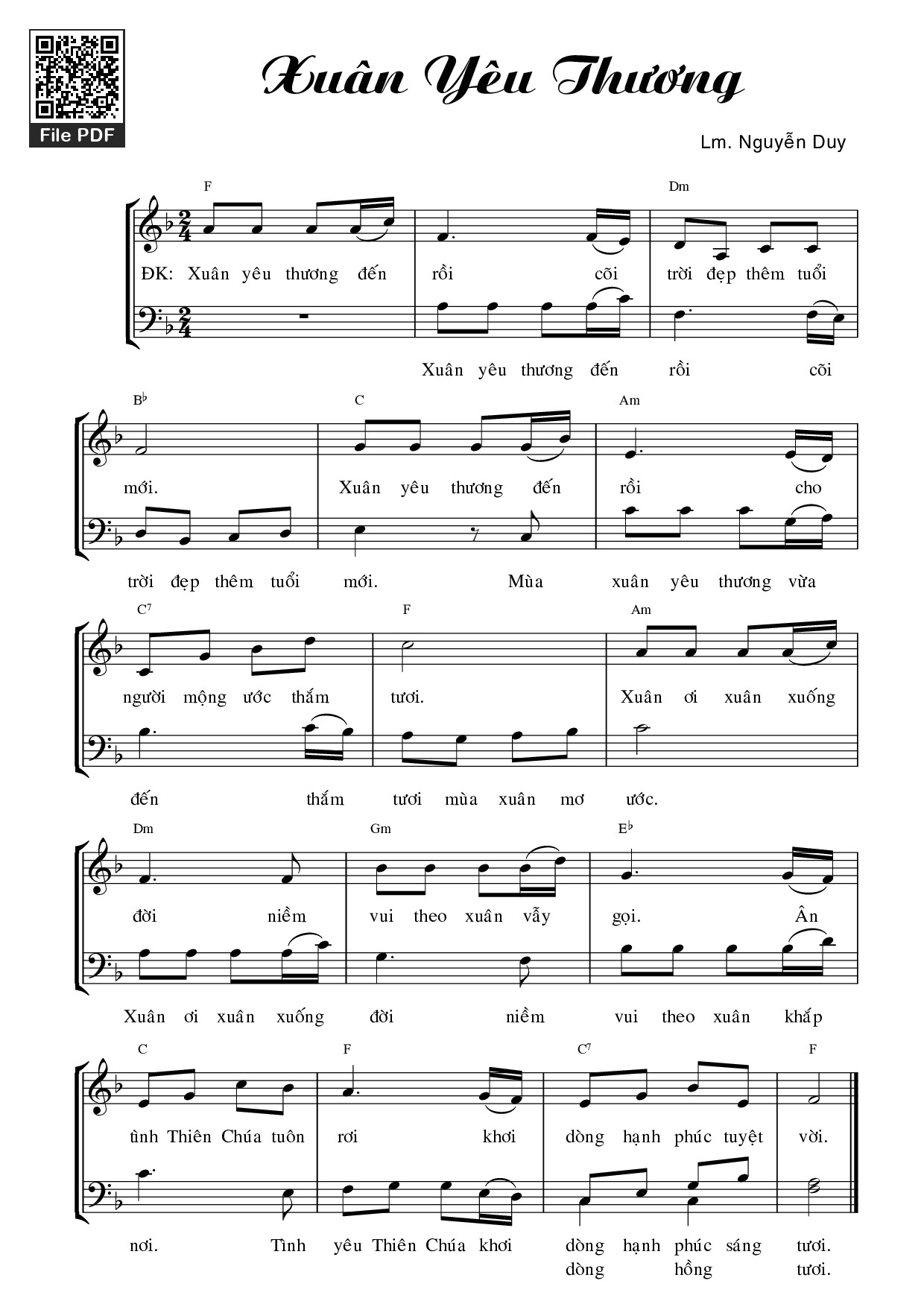 Sheet nhạc PDF bài Xuân yêu thương