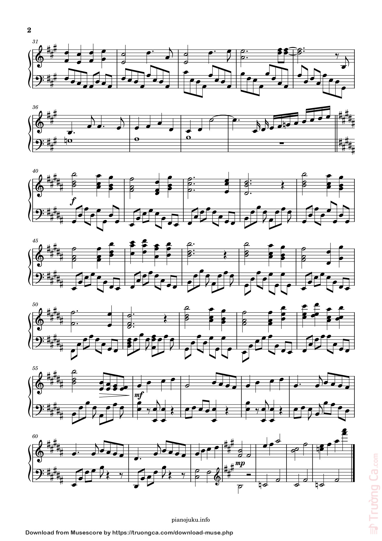 Trang 2 của Sheet nhạc PDF bài hát Akuma No Ko Sheet Piano - Pianojuku.info