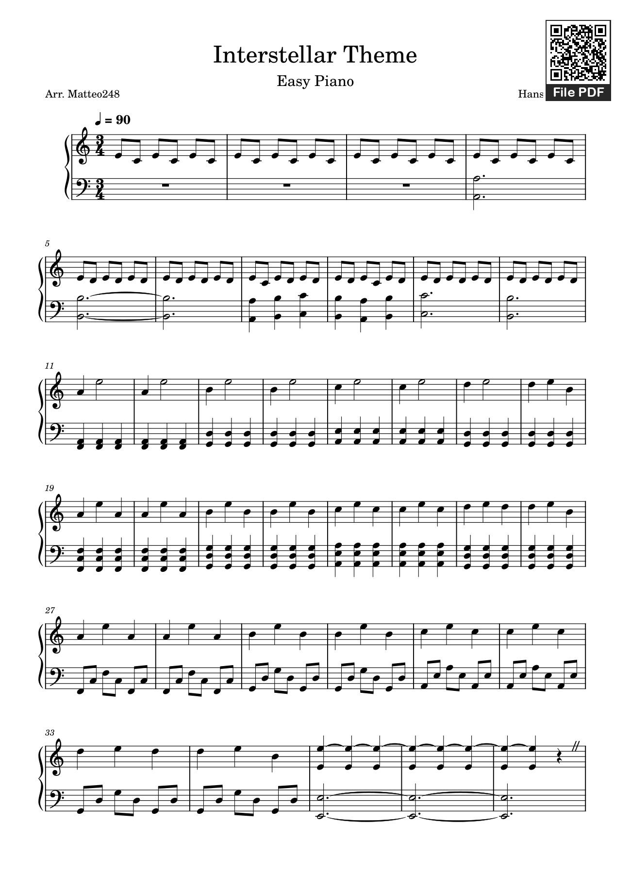 Trang 1 của Sheet nhạc PDF bài hát Interstellar Theme Sheet Piano - Matteo248
