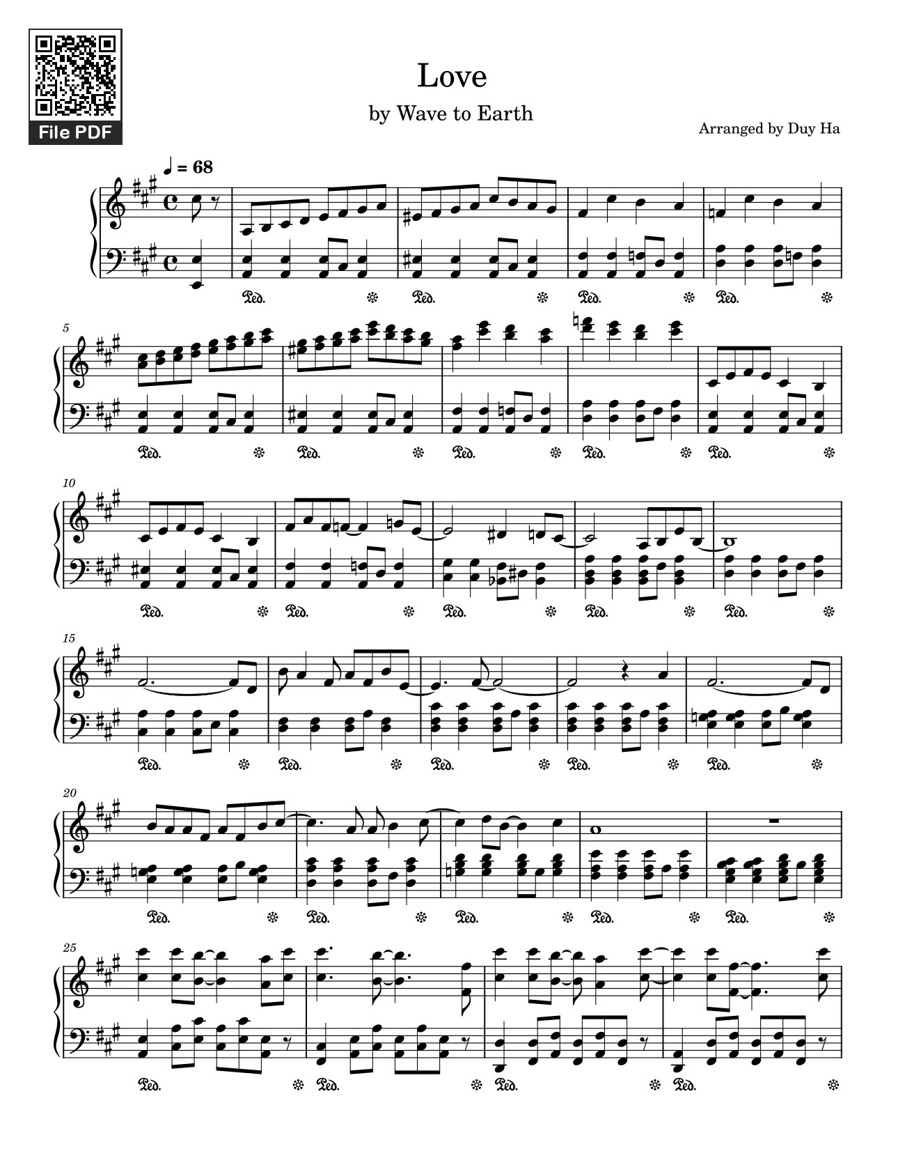 Sheet nhạc PDF bài Love – Wave to Earth Sheet Piano