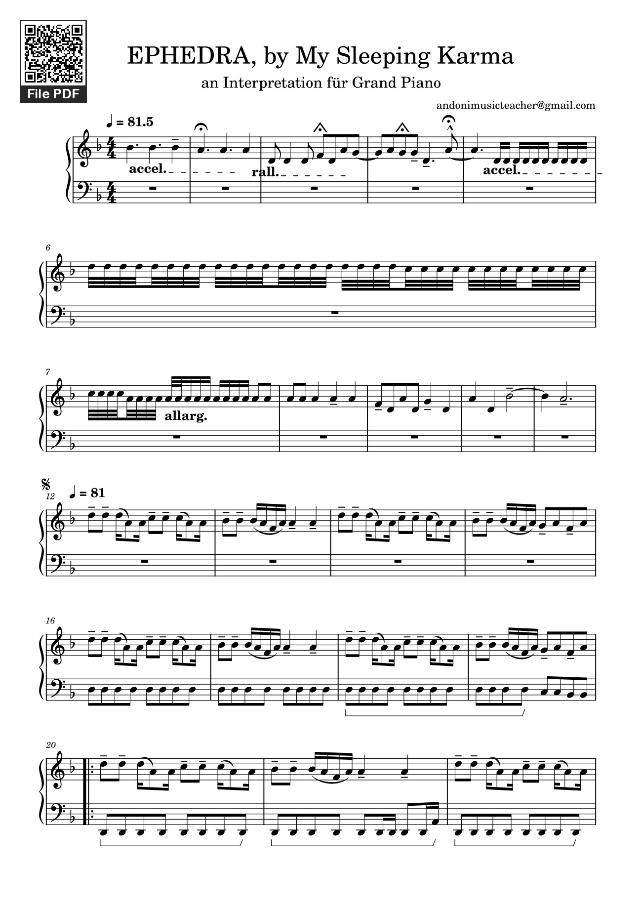 Trang 1 của Sheet nhạc PDF bài hát EPHEDRA, by My Sleeping Karma Sheet Piano - Andoni Penela