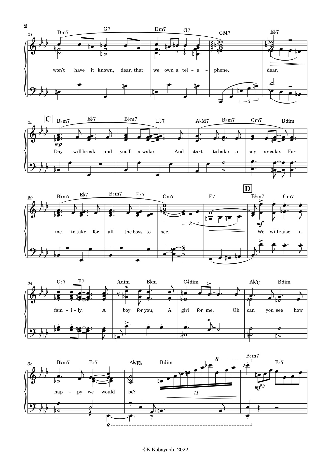 Trang 2 của Sheet nhạc PDF bài hát Tea For Two Sheet Piano - K Kobayashi