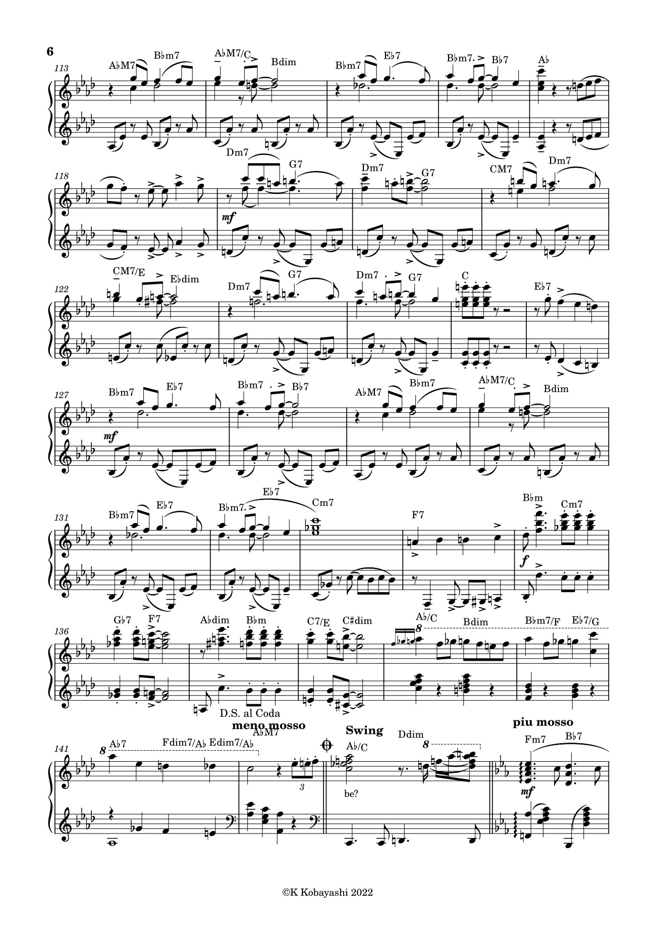 Trang 6 của Sheet nhạc PDF bài hát Tea For Two Sheet Piano - K Kobayashi