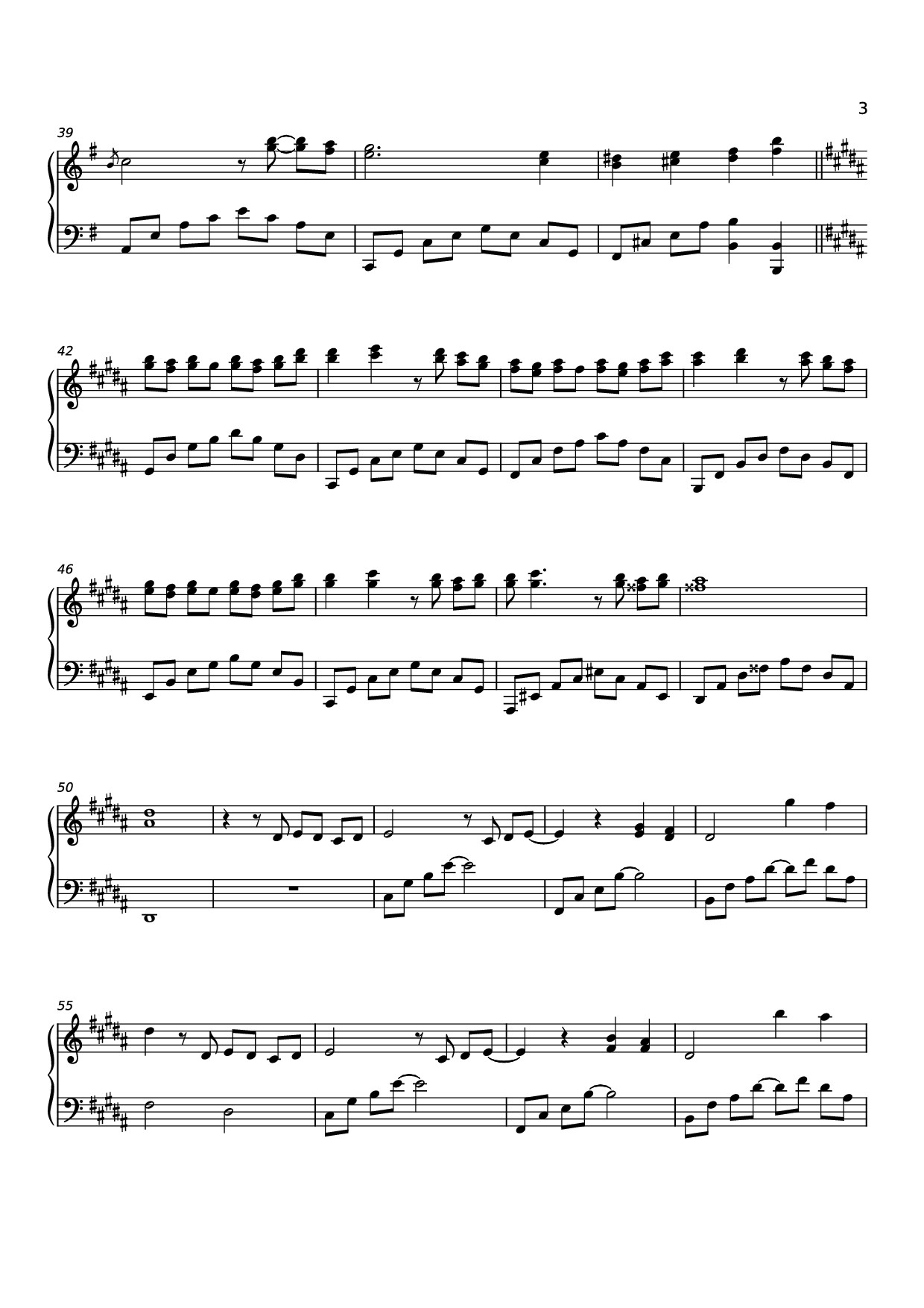 Trang 3 của Sheet nhạc PDF bài hát 你离开的村落 Sheet Piano - 原唱：吴铁飞、徐波