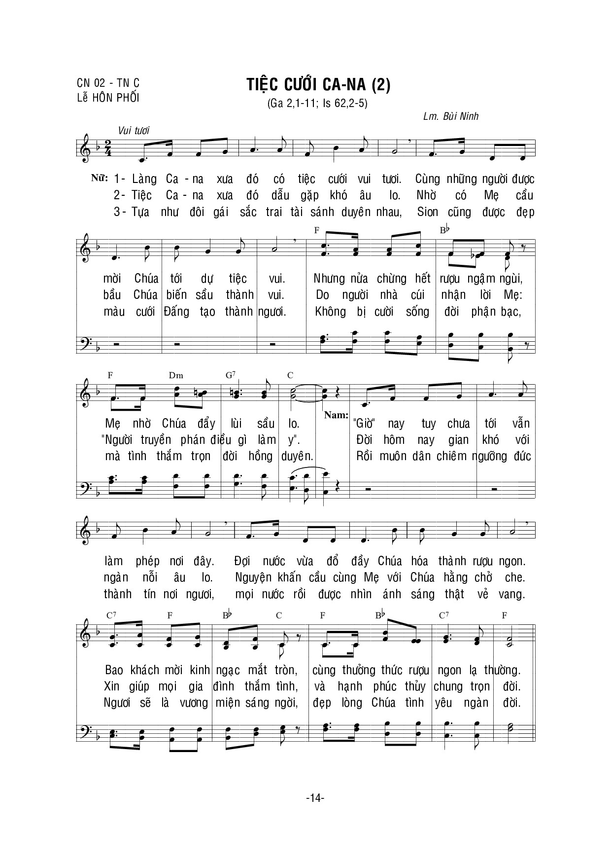 Trang 2 của Sheet nhạc PDF bài hát Tiệc Cưới Cana - Bùi Ninh