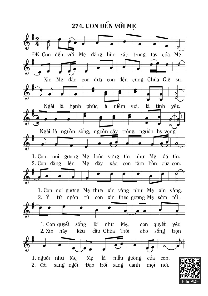 Sheet nhạc PDF bài Con Đến Với Mẹ