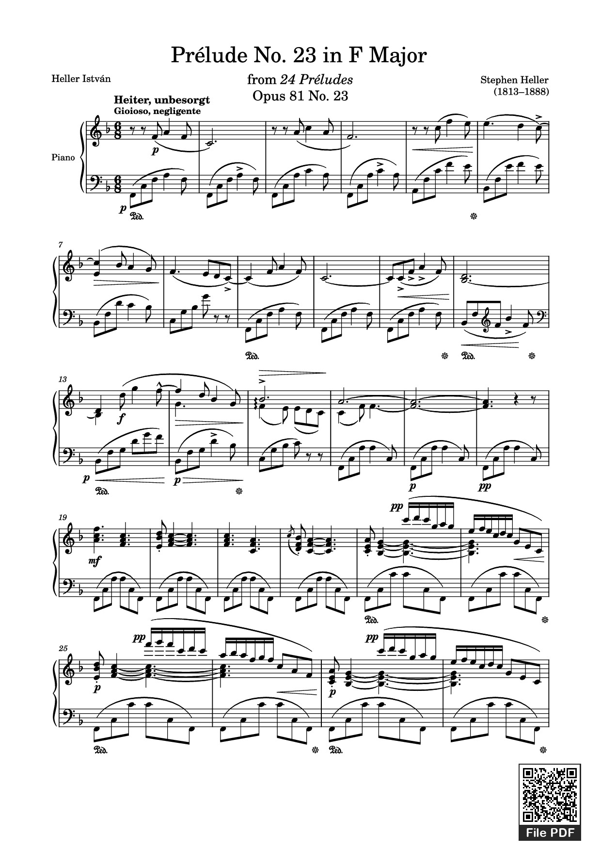 Sheet nhạc PDF bài Prélude No. 23 in F Major Sheet Piano