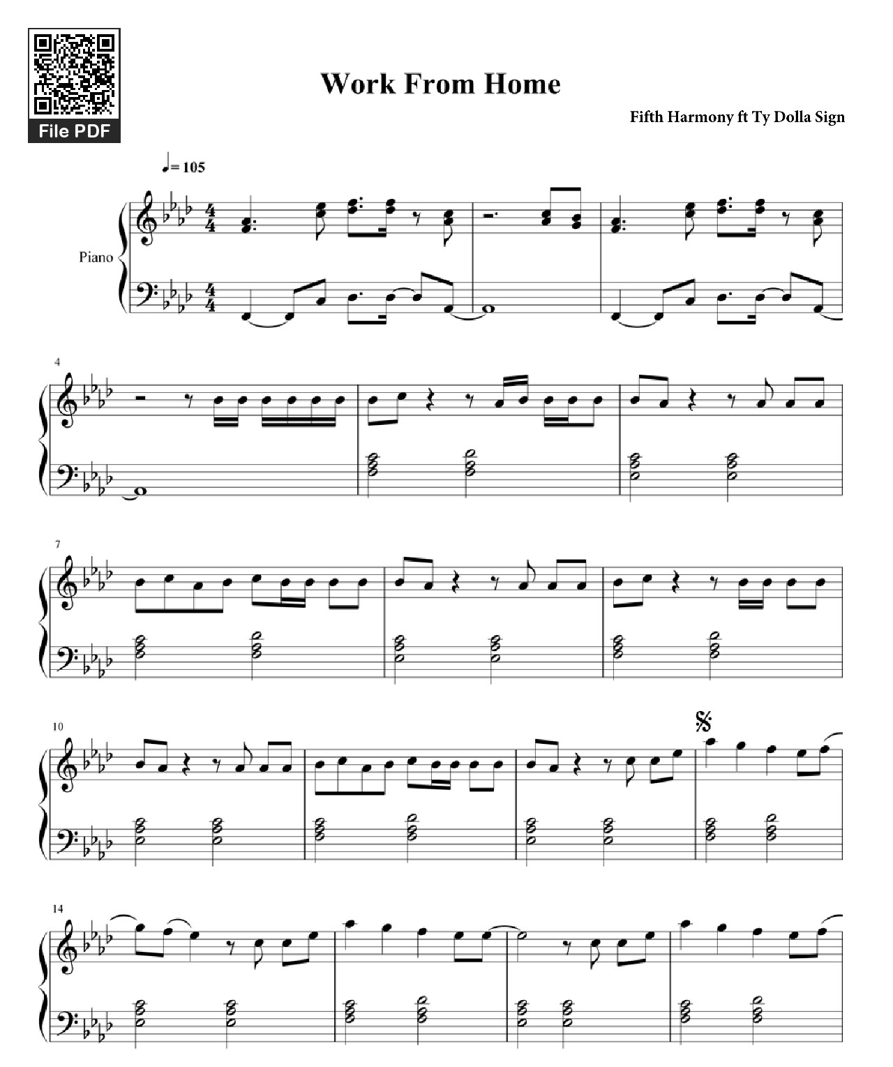 Sheet nhạc PDF bài Work From Home Sheet Music