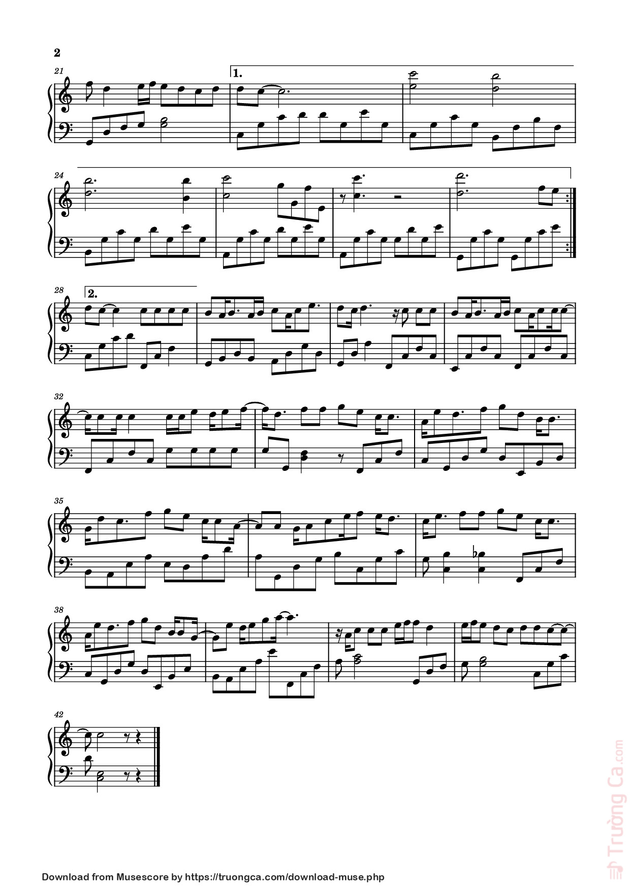 Trang 2 của Sheet nhạc PDF Piano bài hát Những lời hứa bỏ quên Sheet Piano - Suspicious Wasabi