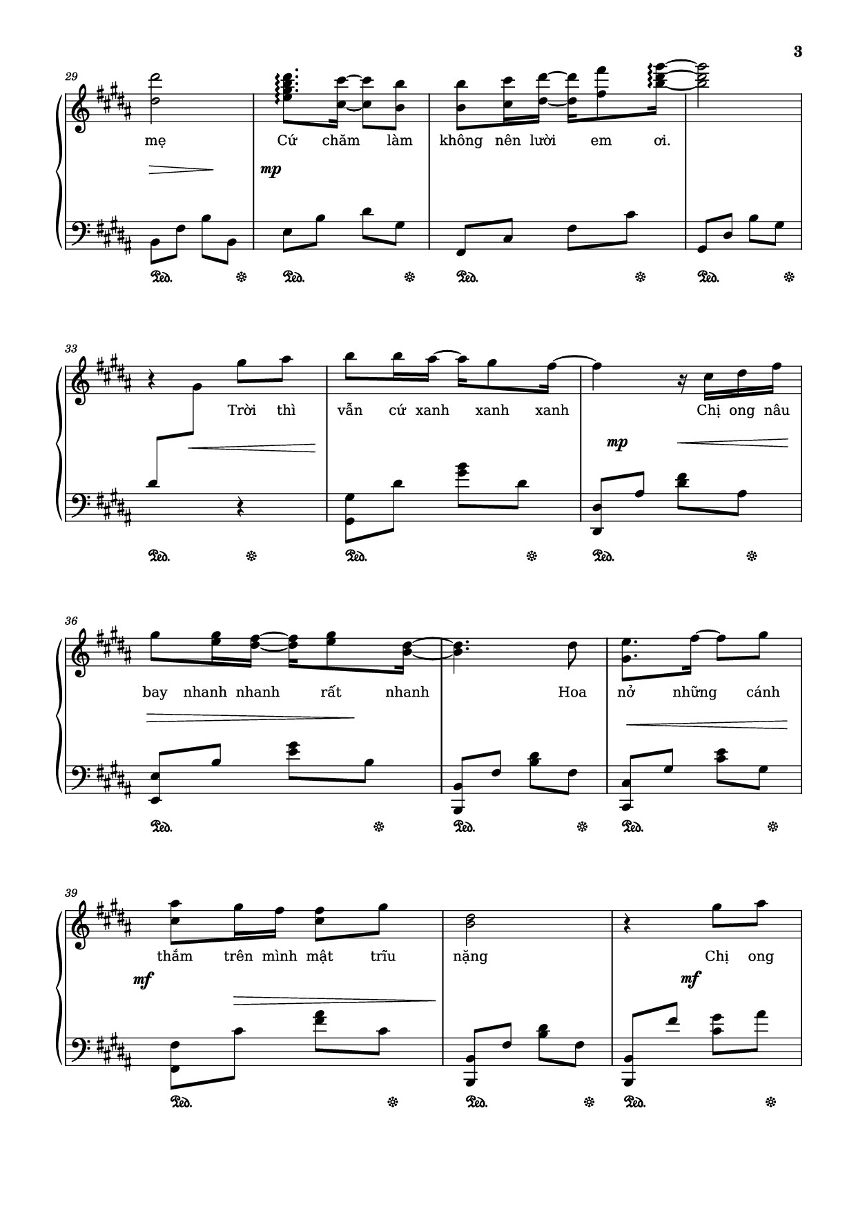 Trang 3 của Sheet nhạc PDF Piano bài hát Chị ong nâu nấu nâu nấu nầu - bản lạ Sheet Piano - Ngo Duong Hoang An