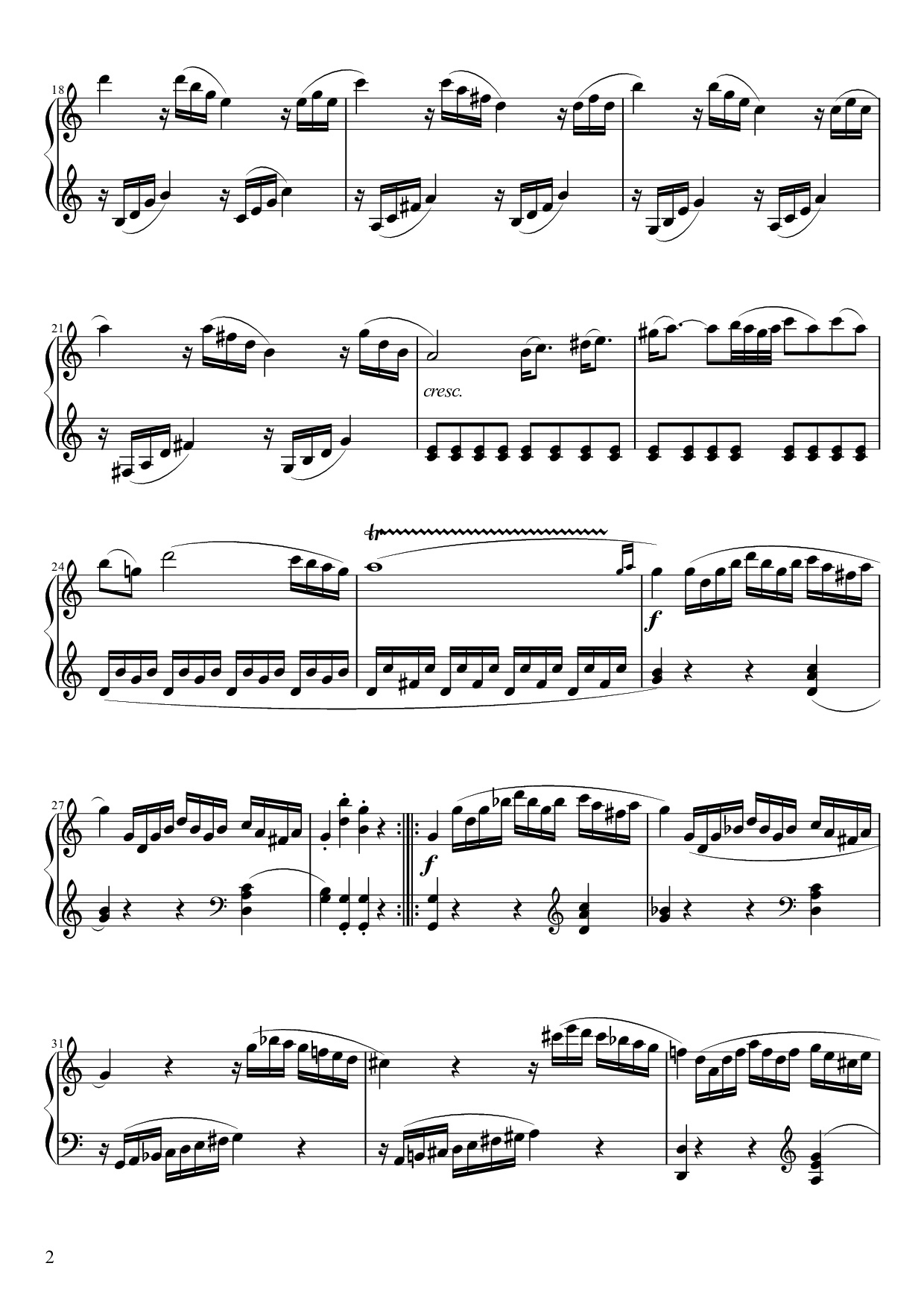 Trang 2 của Sheet nhạc PDF bài hát Sonata No. 16 Sheet Piano - Wolfgang Amadeus Mozart