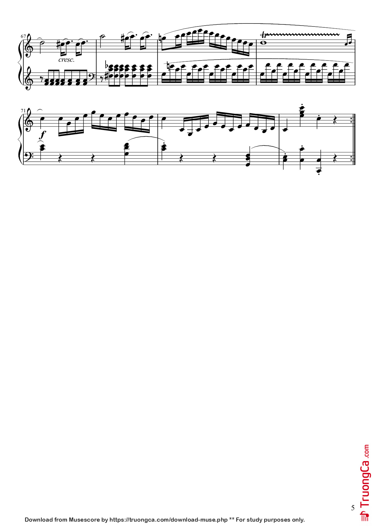 Trang 5 của Sheet nhạc PDF bài hát Sonata No. 16 Sheet Piano - Wolfgang Amadeus Mozart