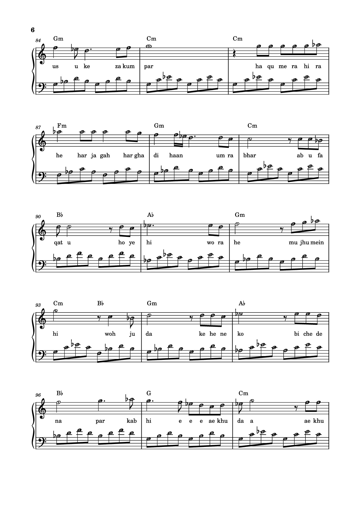 Trang 6 của Sheet nhạc PDF Piano bài hát jab bana uska hi bana Sheet Piano - Arijit Singh