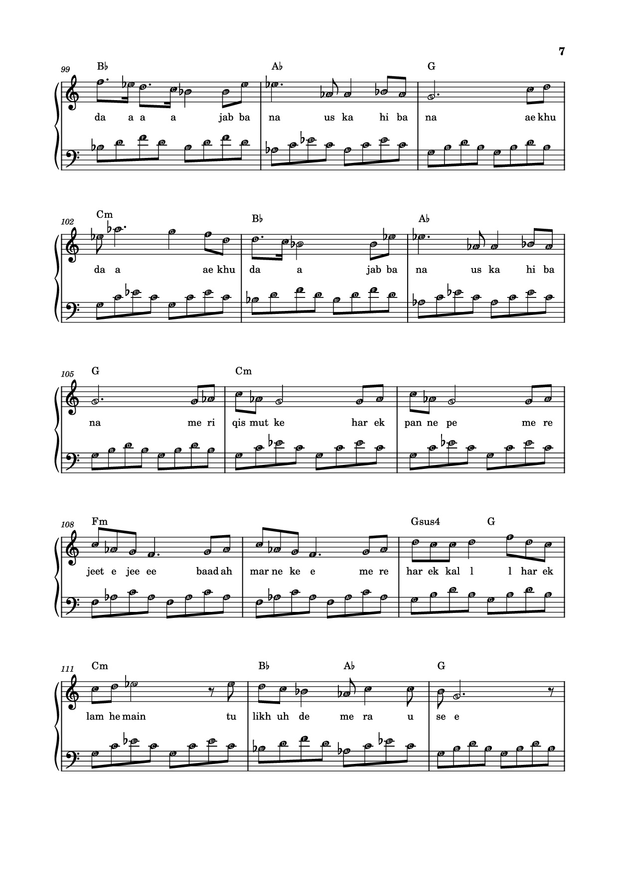 Trang 7 của Sheet nhạc PDF Piano bài hát jab bana uska hi bana Sheet Piano - Arijit Singh