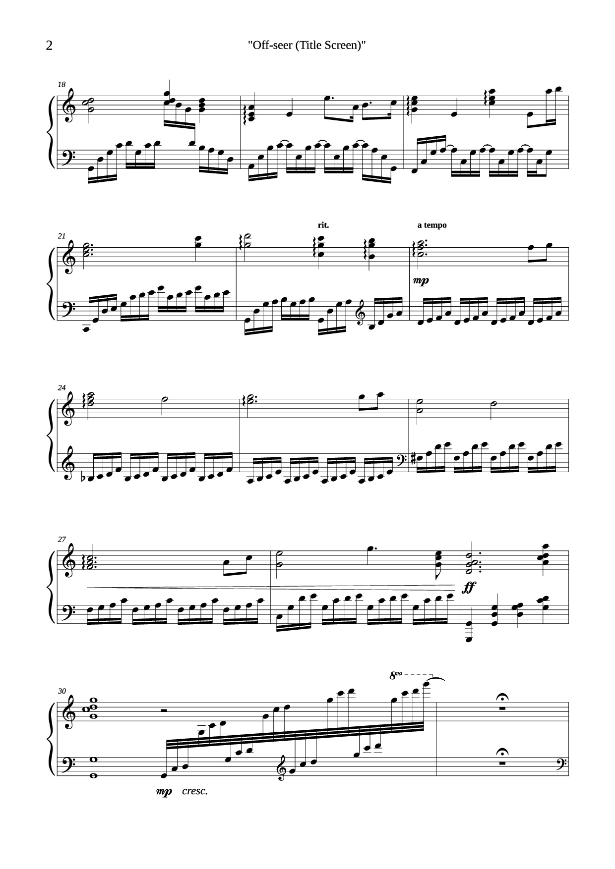 Trang 2 của Sheet nhạc PDF Piano bài hát Off-seer (Title Screen) Piano - Yasunori Mitsuda
