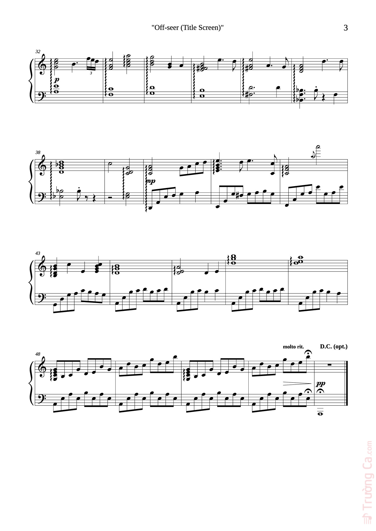 Trang 3 của Sheet nhạc PDF Piano bài hát Off-seer (Title Screen) Piano - Yasunori Mitsuda