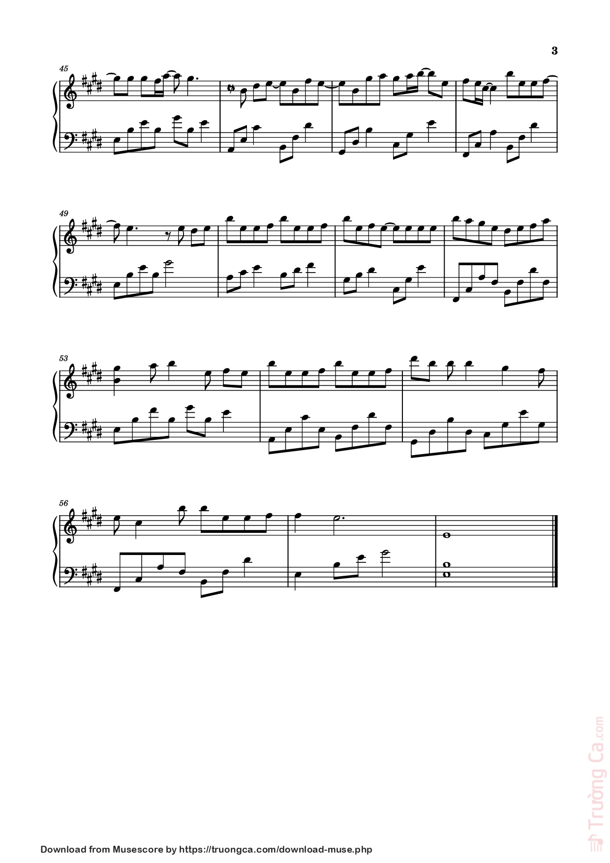 Trang 3 của Sheet nhạc PDF Piano bài hát 没人会永远陪着你 Piano - 李怡然