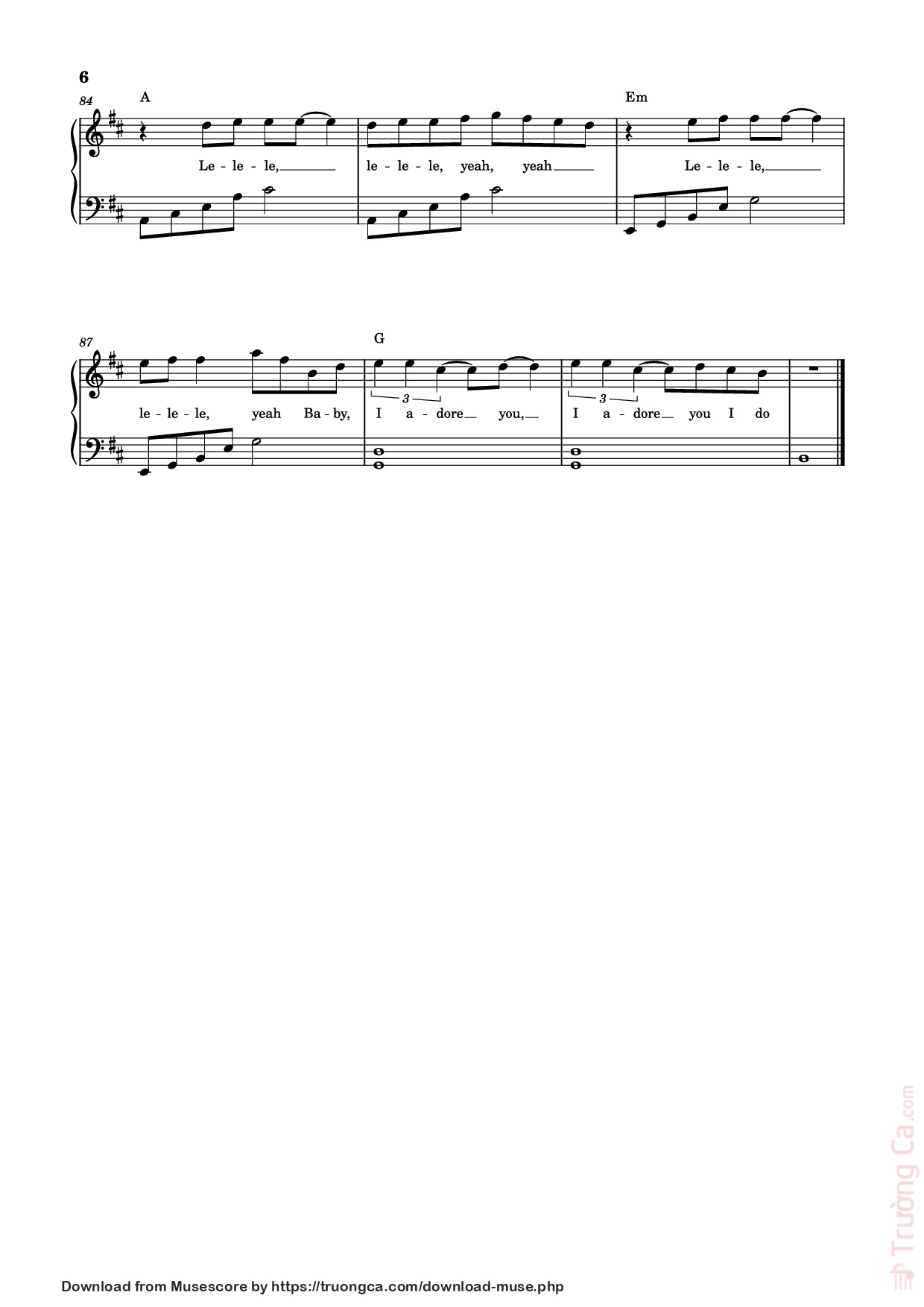 Trang 6 của Sheet nhạc PDF Piano bài hát I ADORE YOU Piano - HUGEL