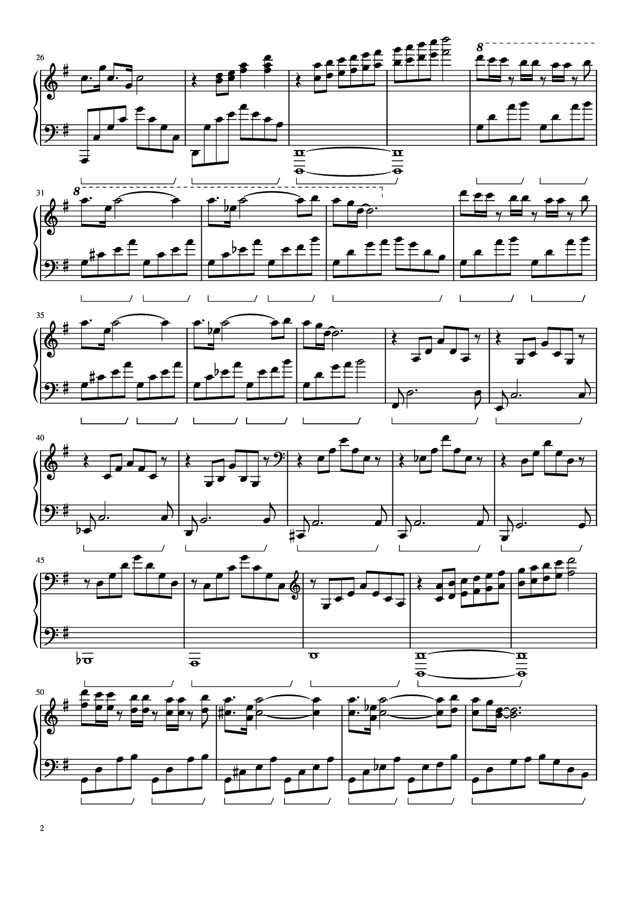 Trang 2 của Sheet nhạc PDF Piano bài hát 明日へ Piano - Undefined