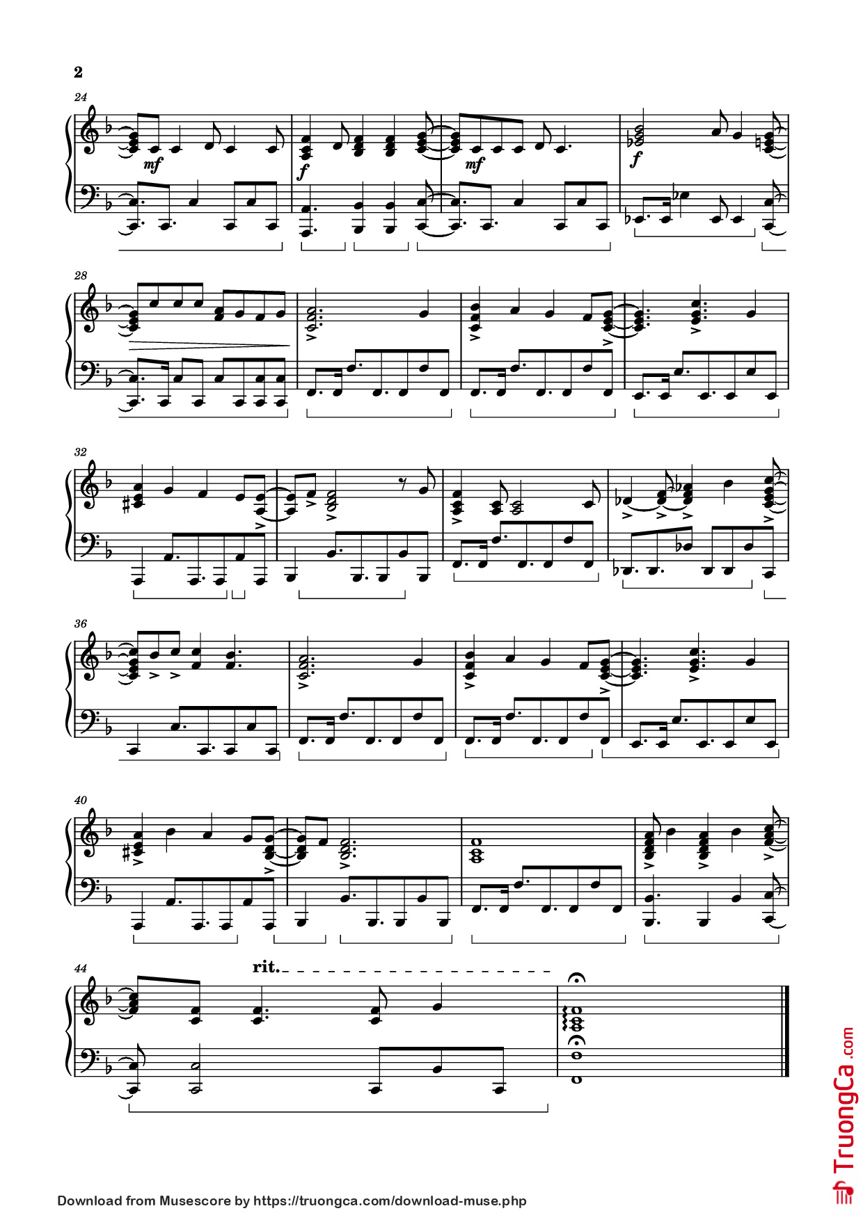 Trang 2 của Sheet nhạc PDF Piano bài hát Blue Water Piano - Miho Morikawa