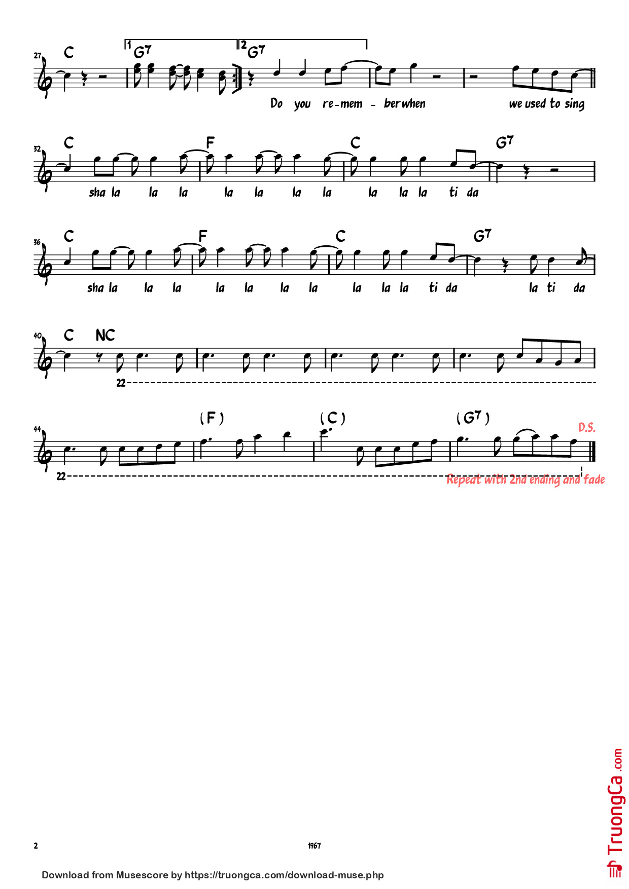 Trang 2 của Sheet nhạc PDF Piano bài hát Brown Eyed Girl Piano - Van Morrison